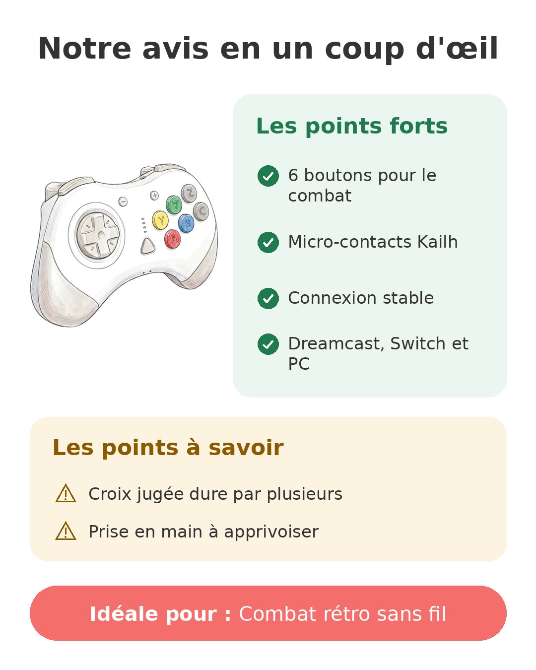 Notre avis en un coup d'œil sur Manette Dreamcast D6