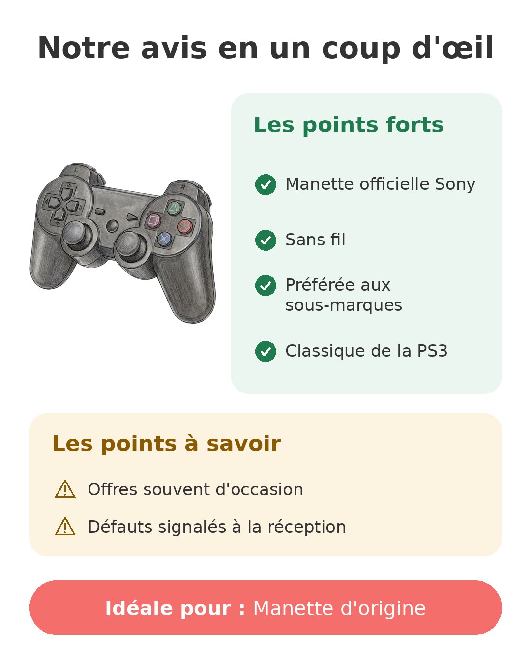 Notre avis en un coup d'œil sur Manette DualShock 3