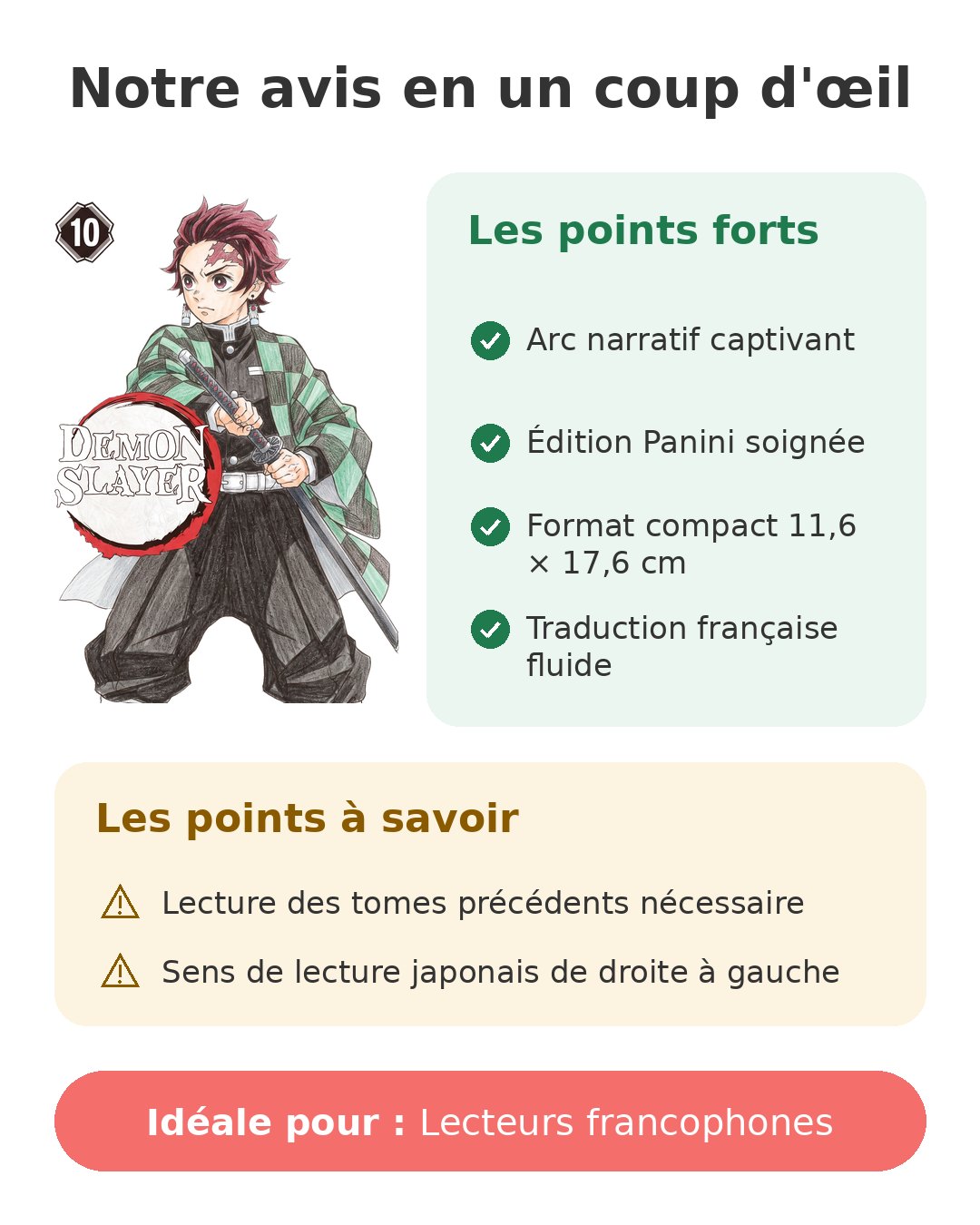 Notre avis en un coup d'œil sur Demon Slayer T10