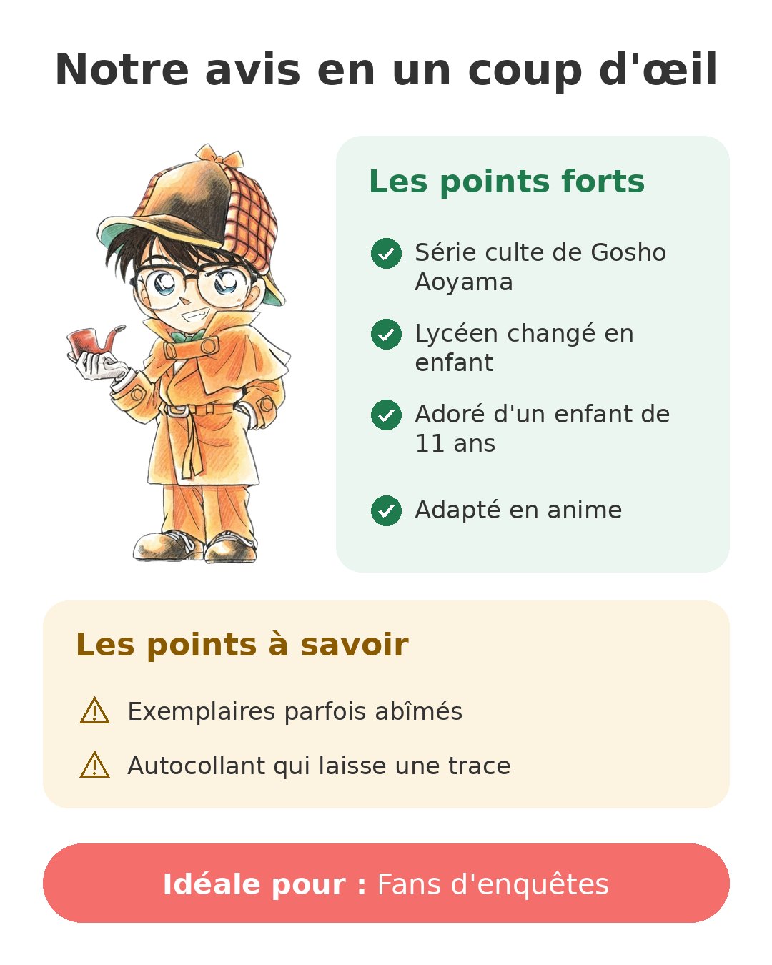 Notre avis en un coup d'œil sur Détective Conan tome 1