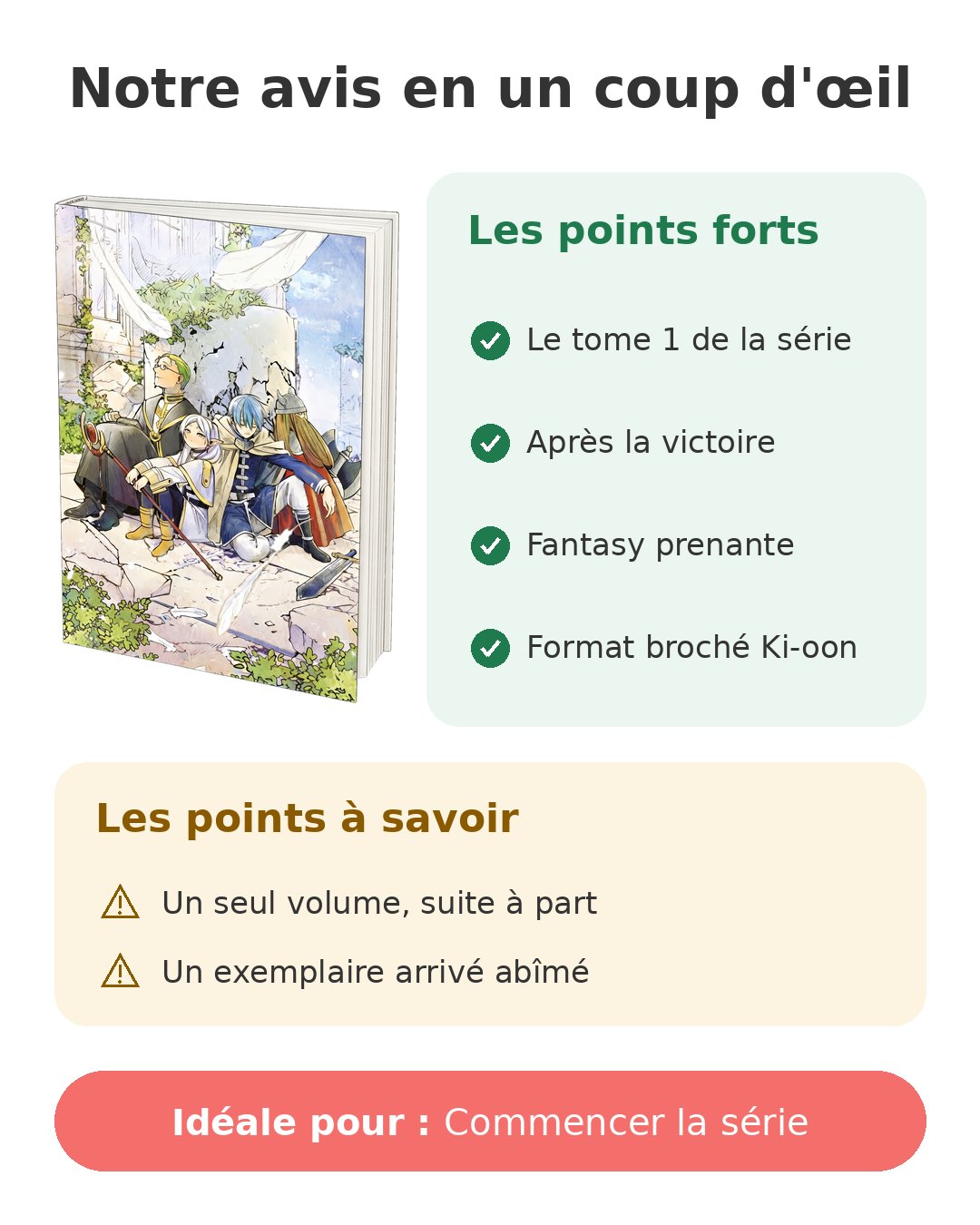 Notre avis en un coup d'œil sur Frieren tome 1
