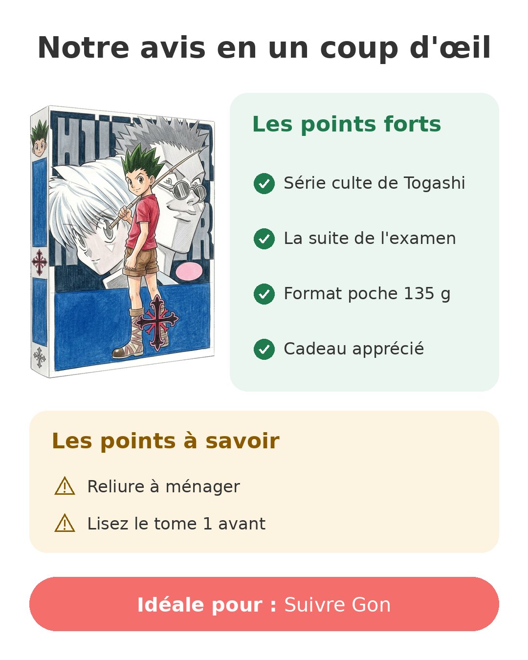 Notre avis en un coup d'œil sur Hunter x Hunter T2