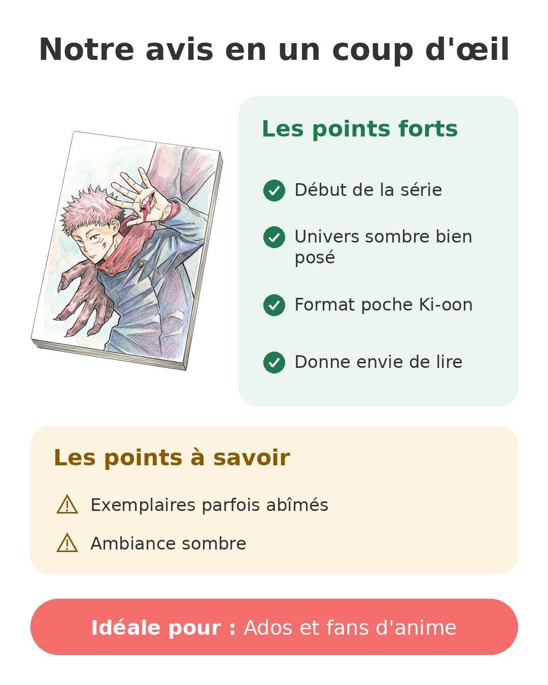 Notre avis en un coup d'œil sur Jujutsu Kaisen tome 1