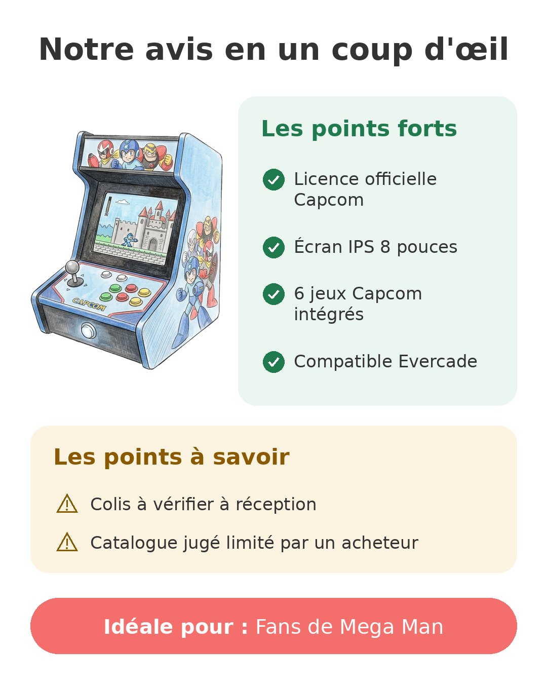 Notre avis en un coup d'œil sur Evercade Mega Man