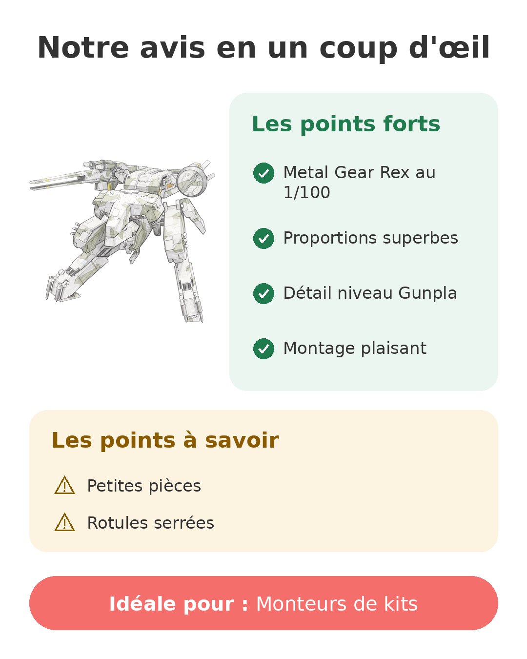 Notre avis en un coup d'œil sur Maquette Metal Gear Rex