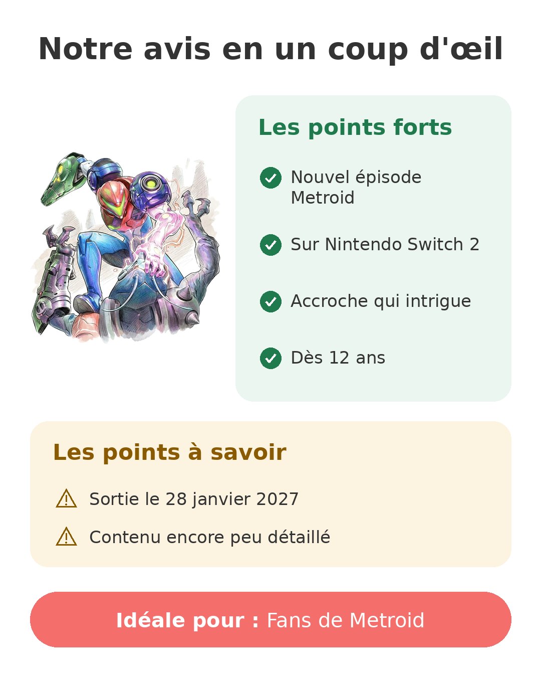 Notre avis en un coup d'œil sur Metroid Ravenous