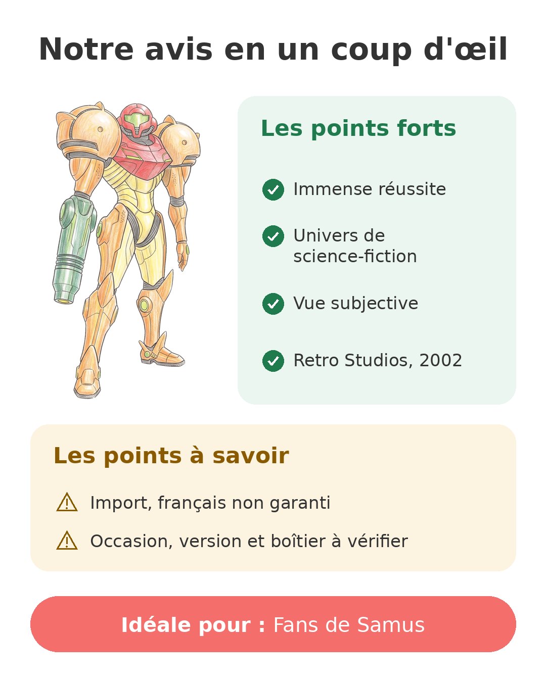 Notre avis en un coup d'œil sur Metroid Prime