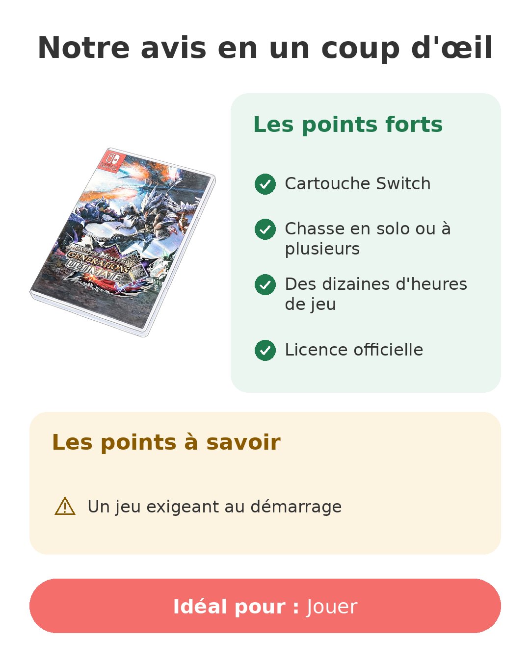 Notre avis en un coup d'œil sur MH Generations