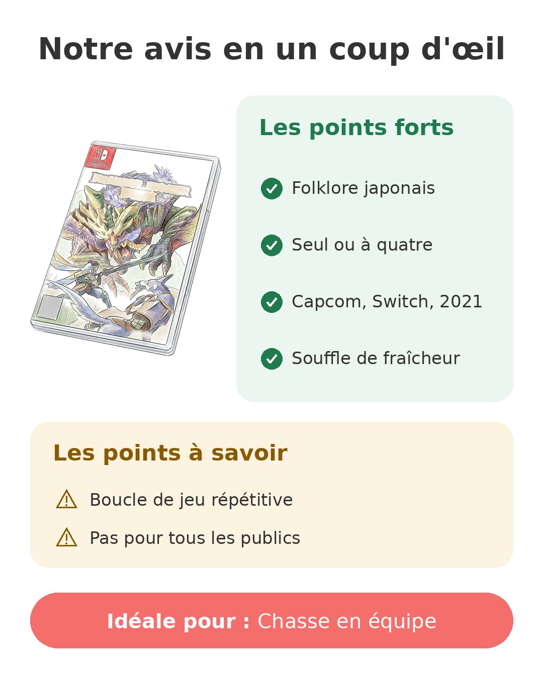 Notre avis en un coup d'œil sur Monster Hunter Rise