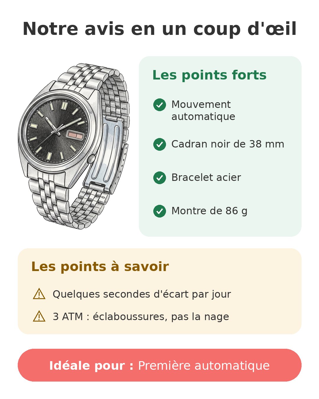Montre Seiko 5 SNXS homme automatique Notre avis en un coup d'œil sur Seiko 5 SNXS79K