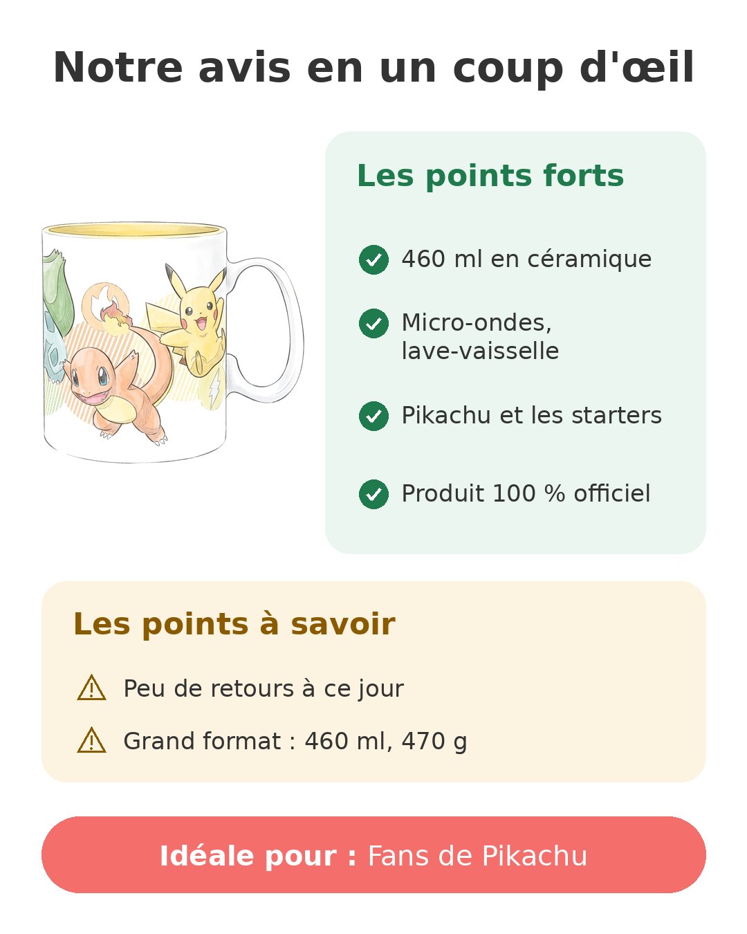 Notre avis en un coup d'œil sur Mug Pokémon 460 ml