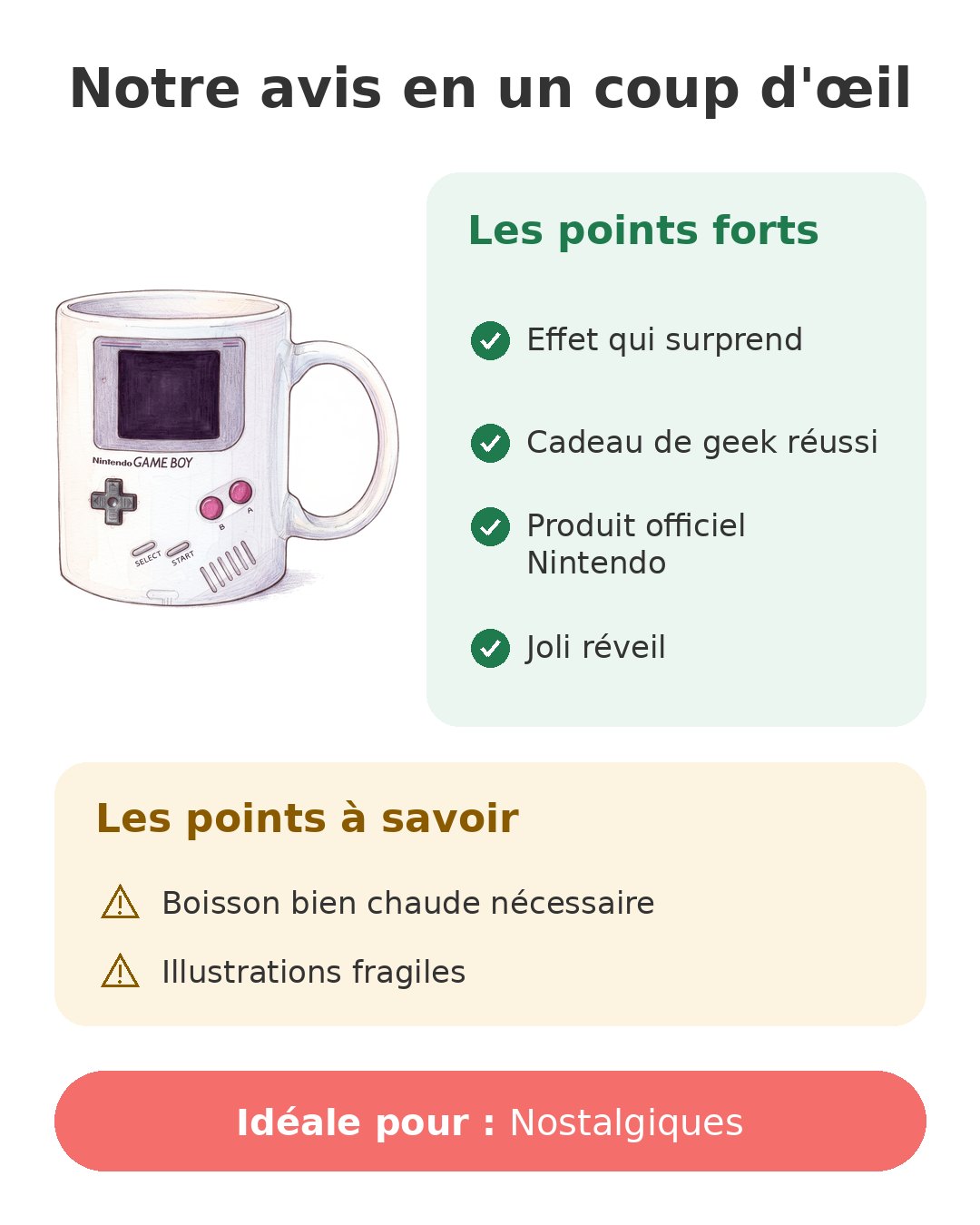 Notre avis en un coup d'œil sur Mug Game Boy