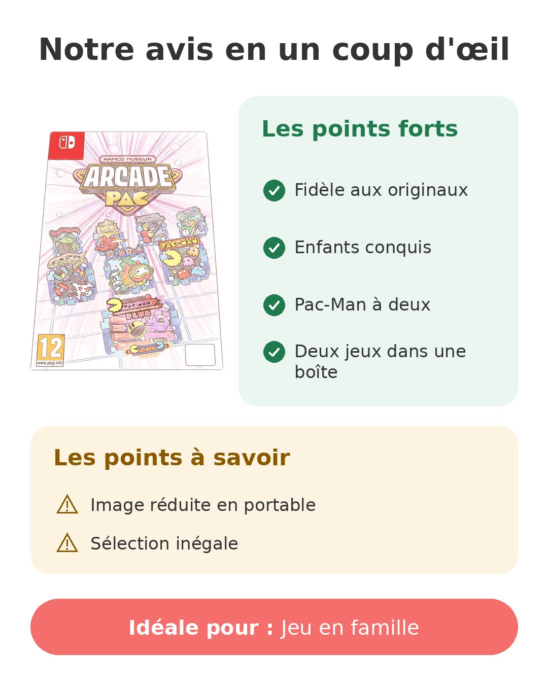 Notre avis en un coup d'œil sur Namco Arcade Pac