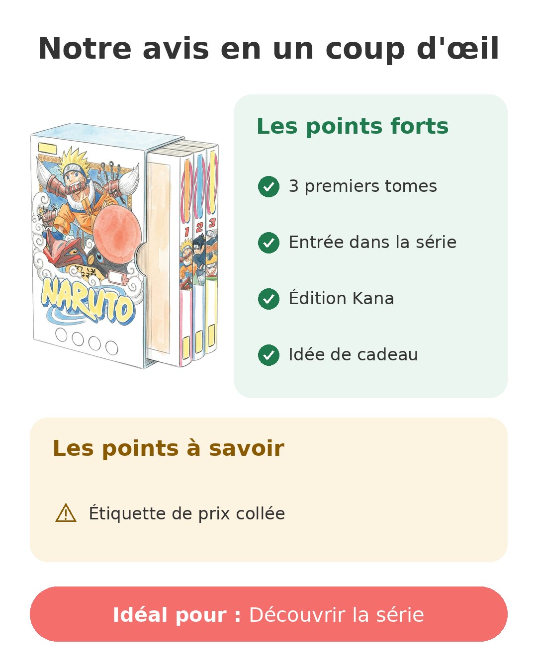 Notre avis en un coup d'œil sur Coffret Naruto T1 à T3