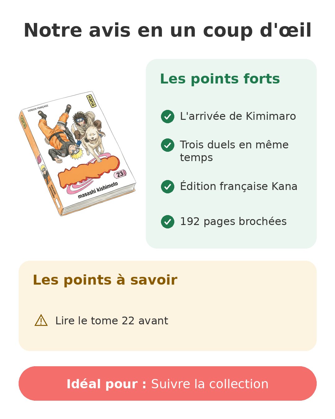 Notre avis en un coup d'œil sur Naruto T23