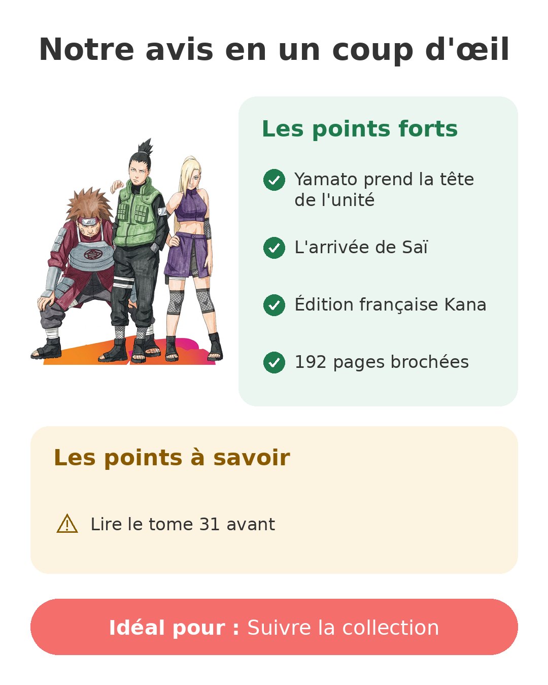 Notre avis en un coup d'œil sur Naruto T32