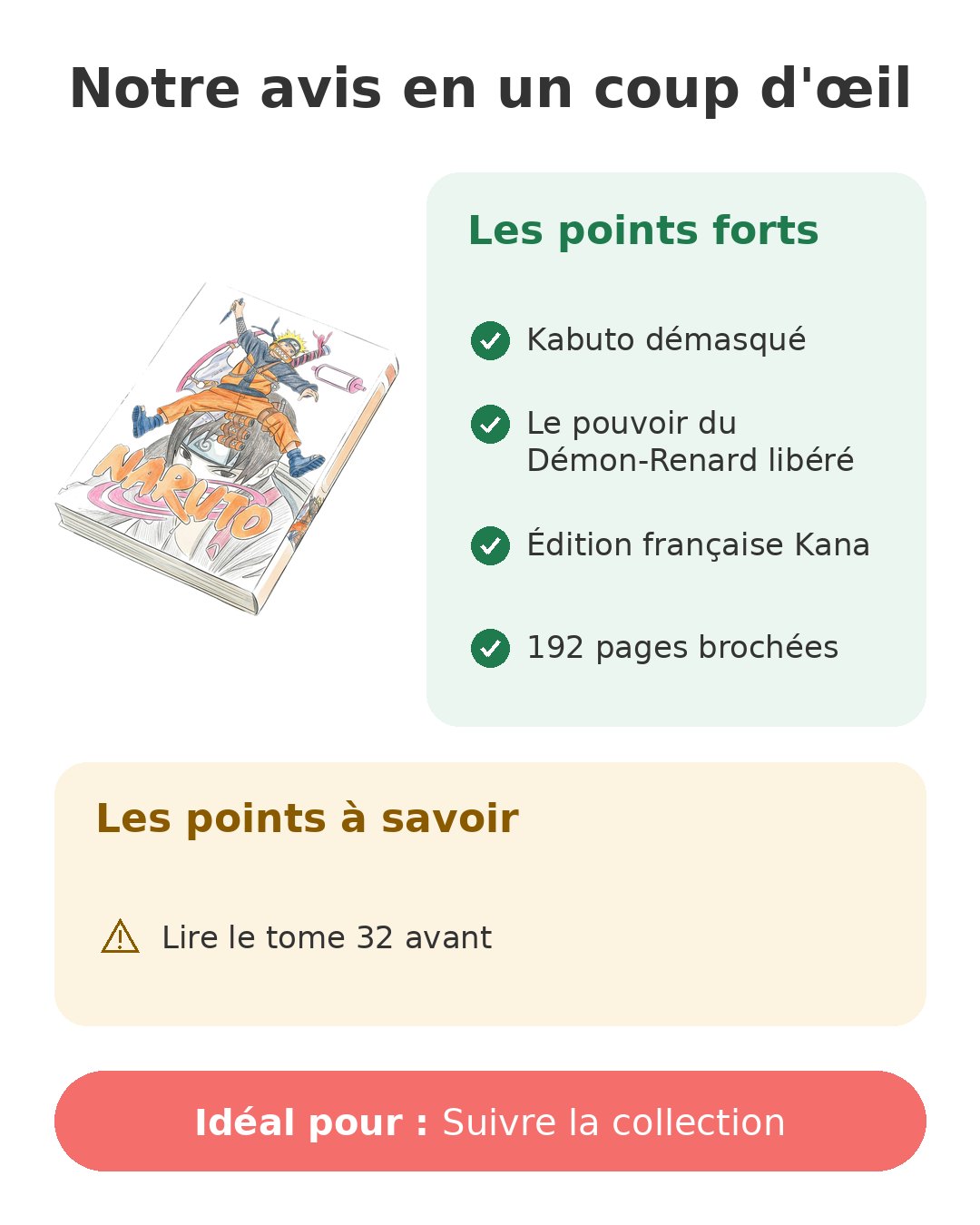 Notre avis en un coup d'œil sur Naruto T33