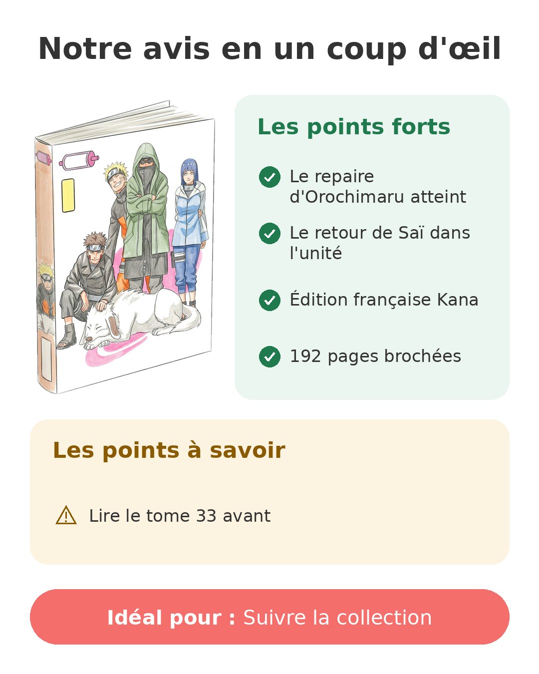 Notre avis en un coup d'œil sur Naruto T34