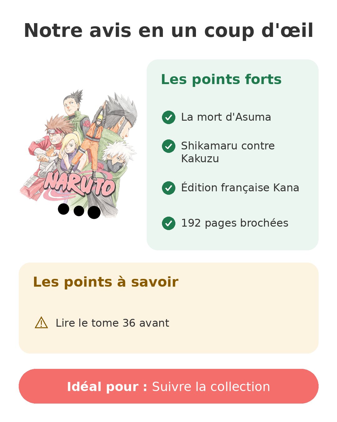 Notre avis en un coup d'œil sur Naruto T37
