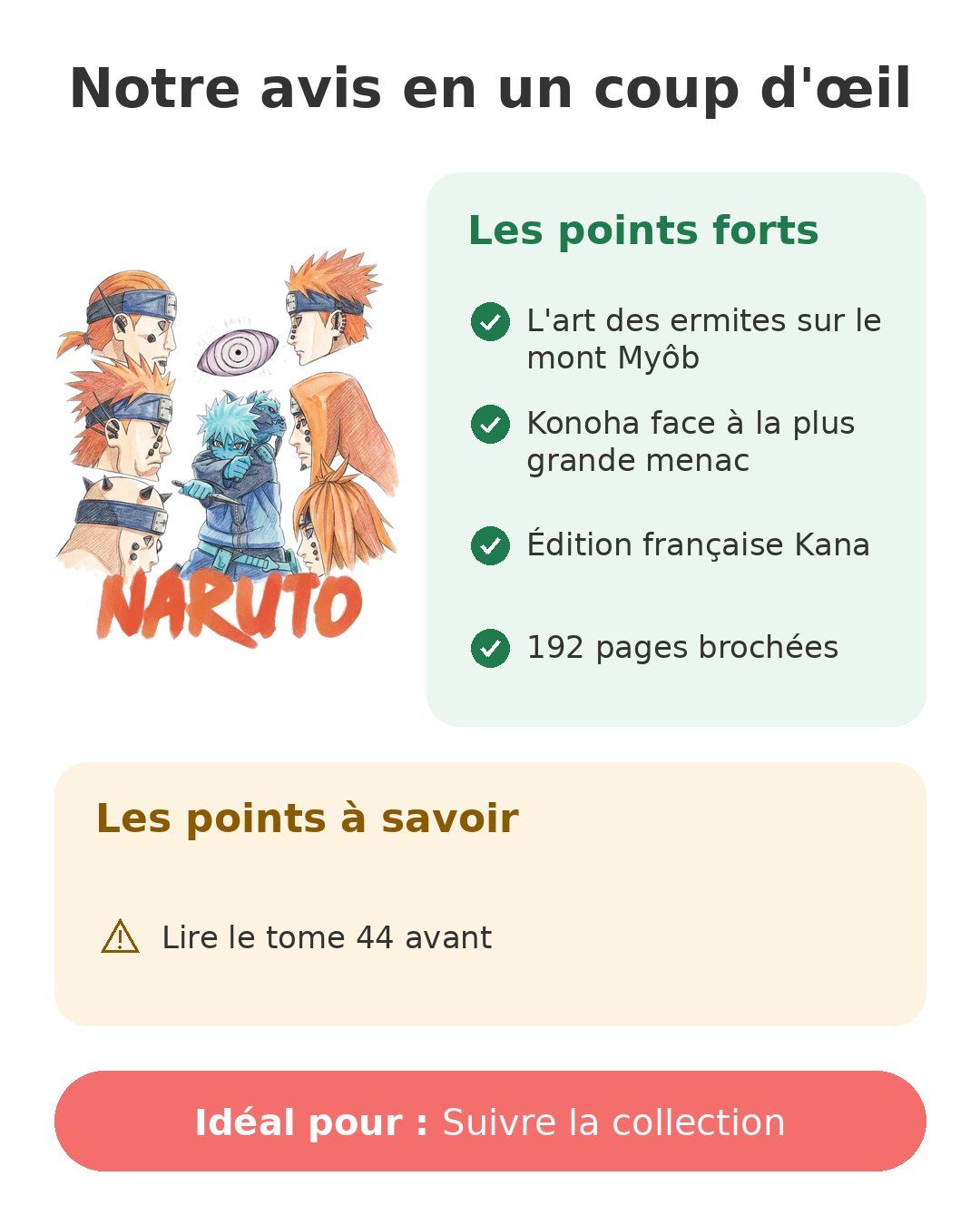 Notre avis en un coup d'œil sur Naruto T45