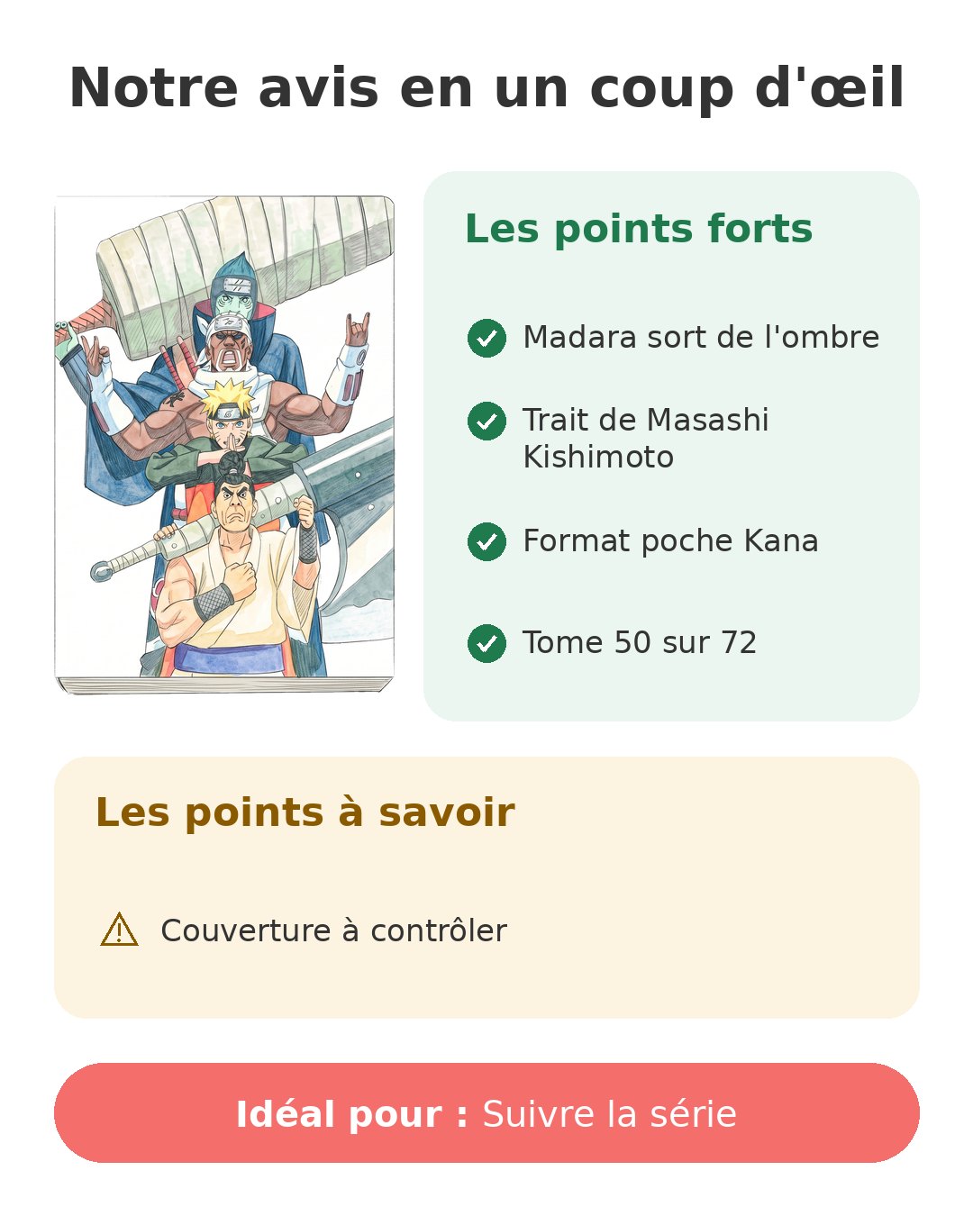 Notre avis en un coup d'œil sur Naruto T50