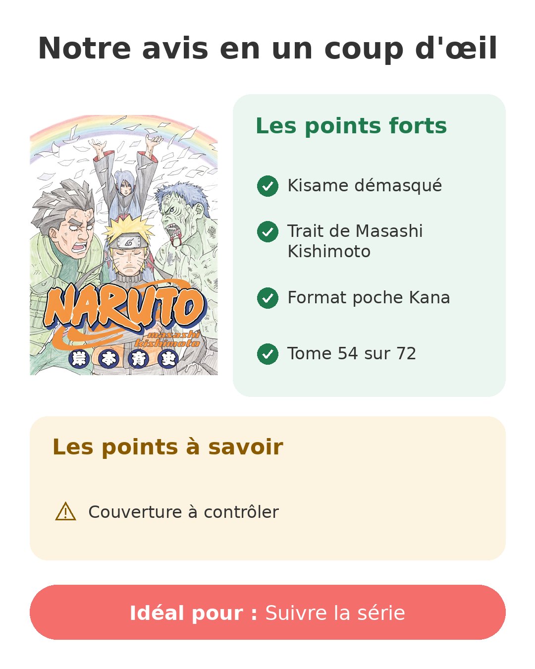 Naruto - Tome 54 Notre avis en un coup d'œil sur Naruto T54