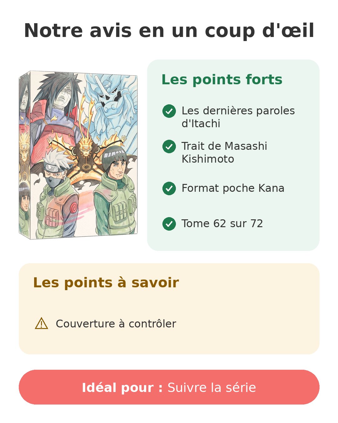 Notre avis en un coup d'œil sur Naruto T62