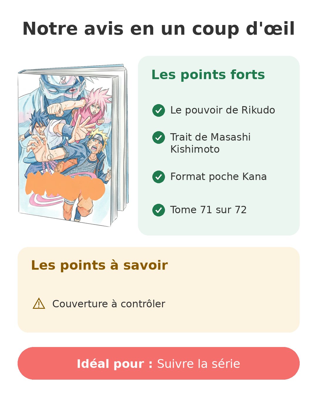 Notre avis en un coup d'œil sur Naruto T71