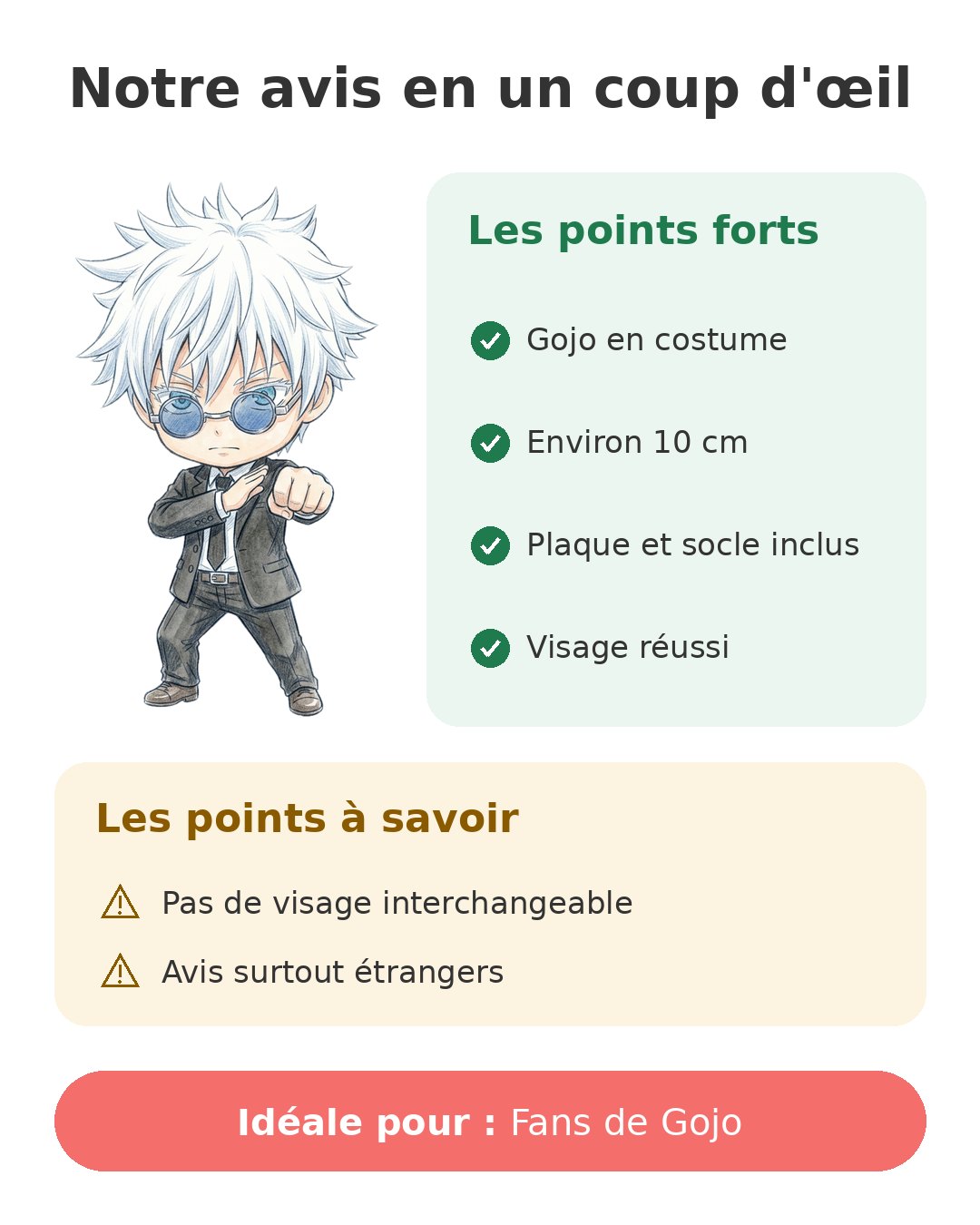 Notre avis en un coup d'œil sur Nendoroid Gojo