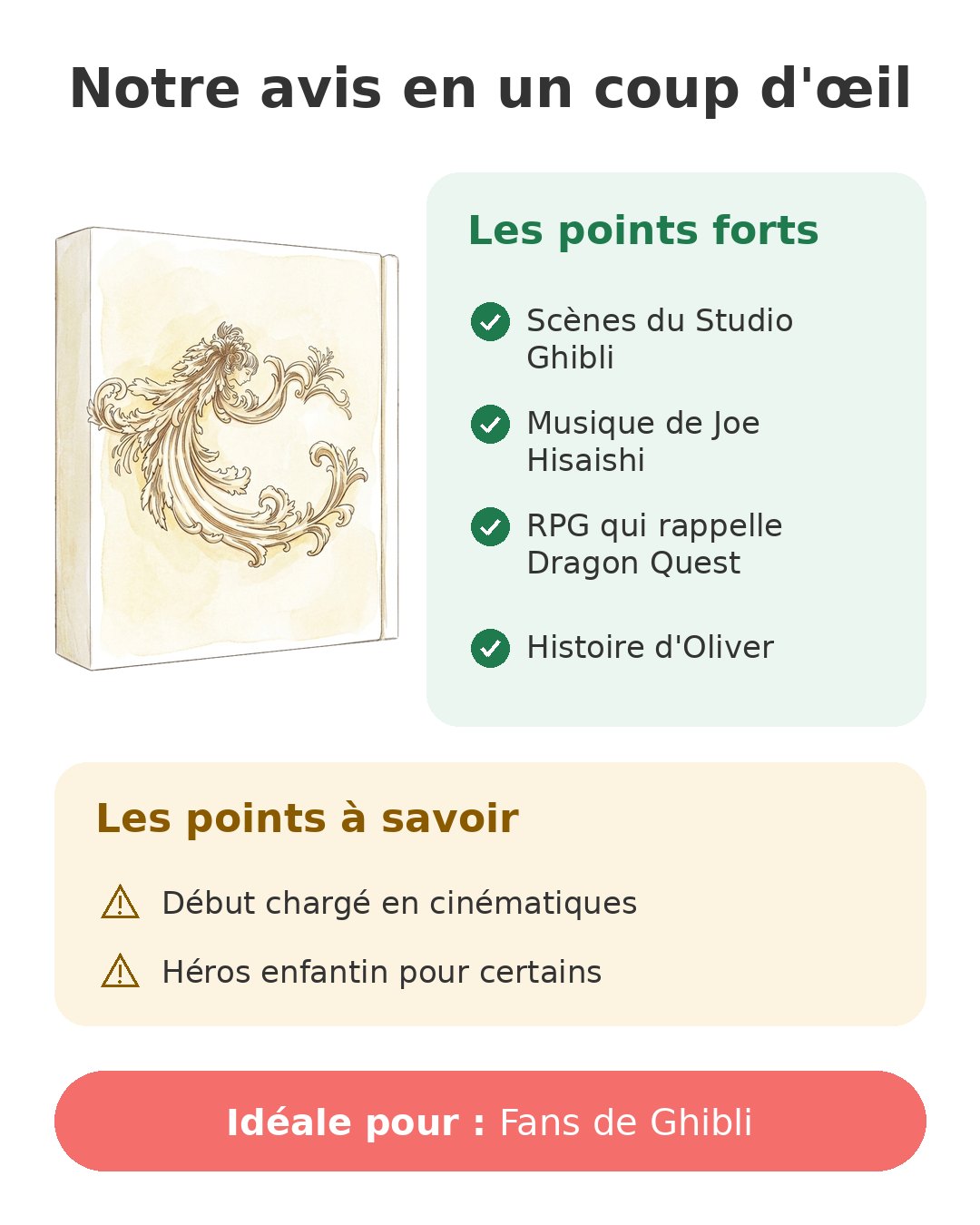 Notre avis en un coup d'œil sur Ni no Kuni PS3