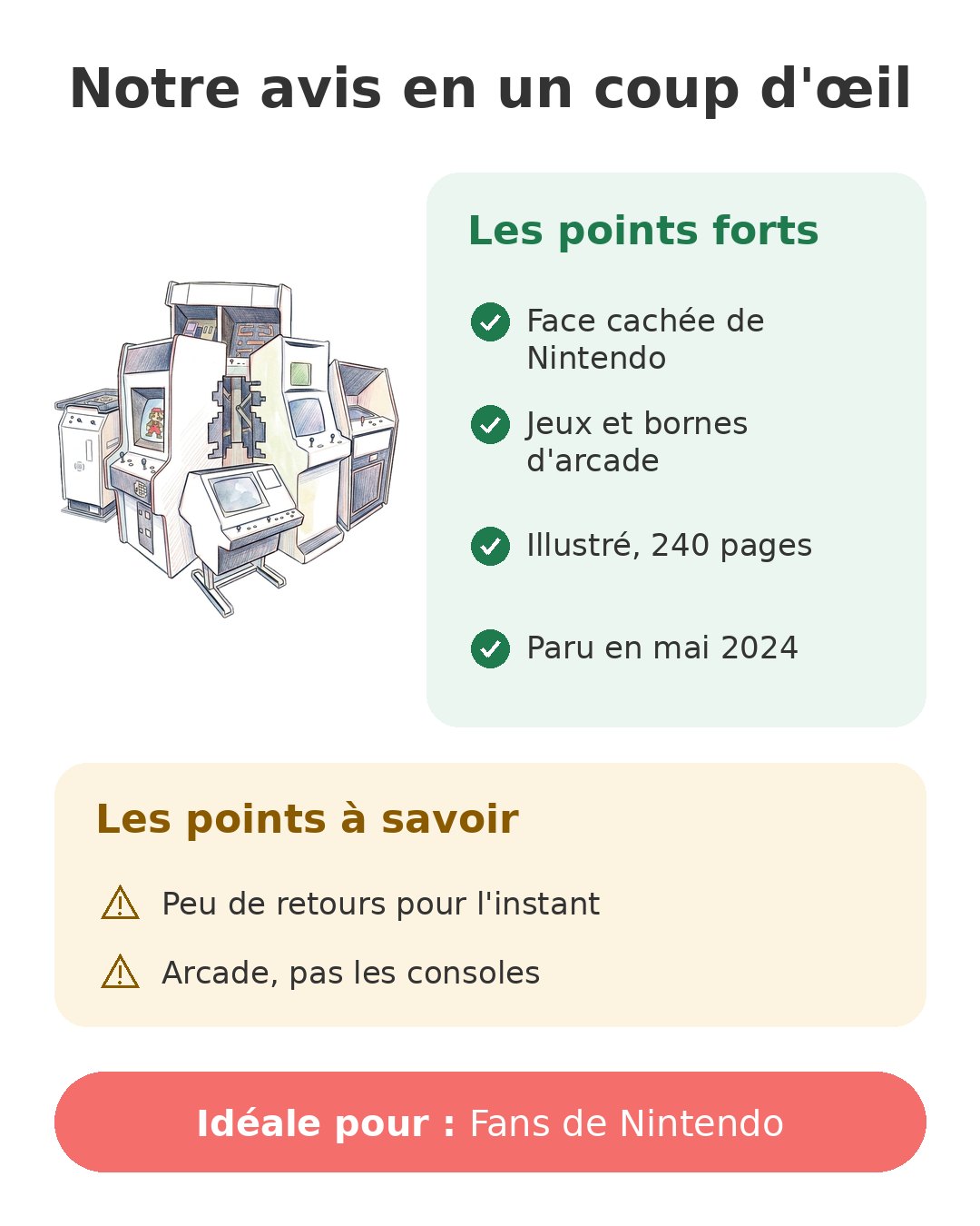 Notre avis en un coup d'œil sur Nintendo et l'Arcade