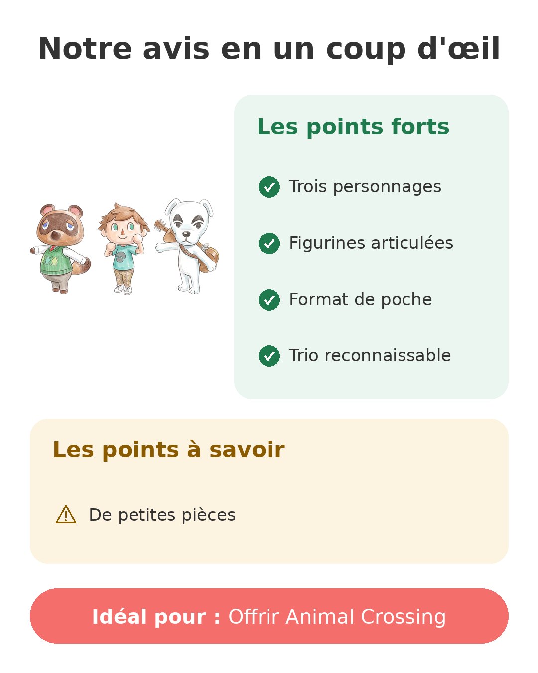 Notre avis en un coup d'œil sur Trio Animal Crossing