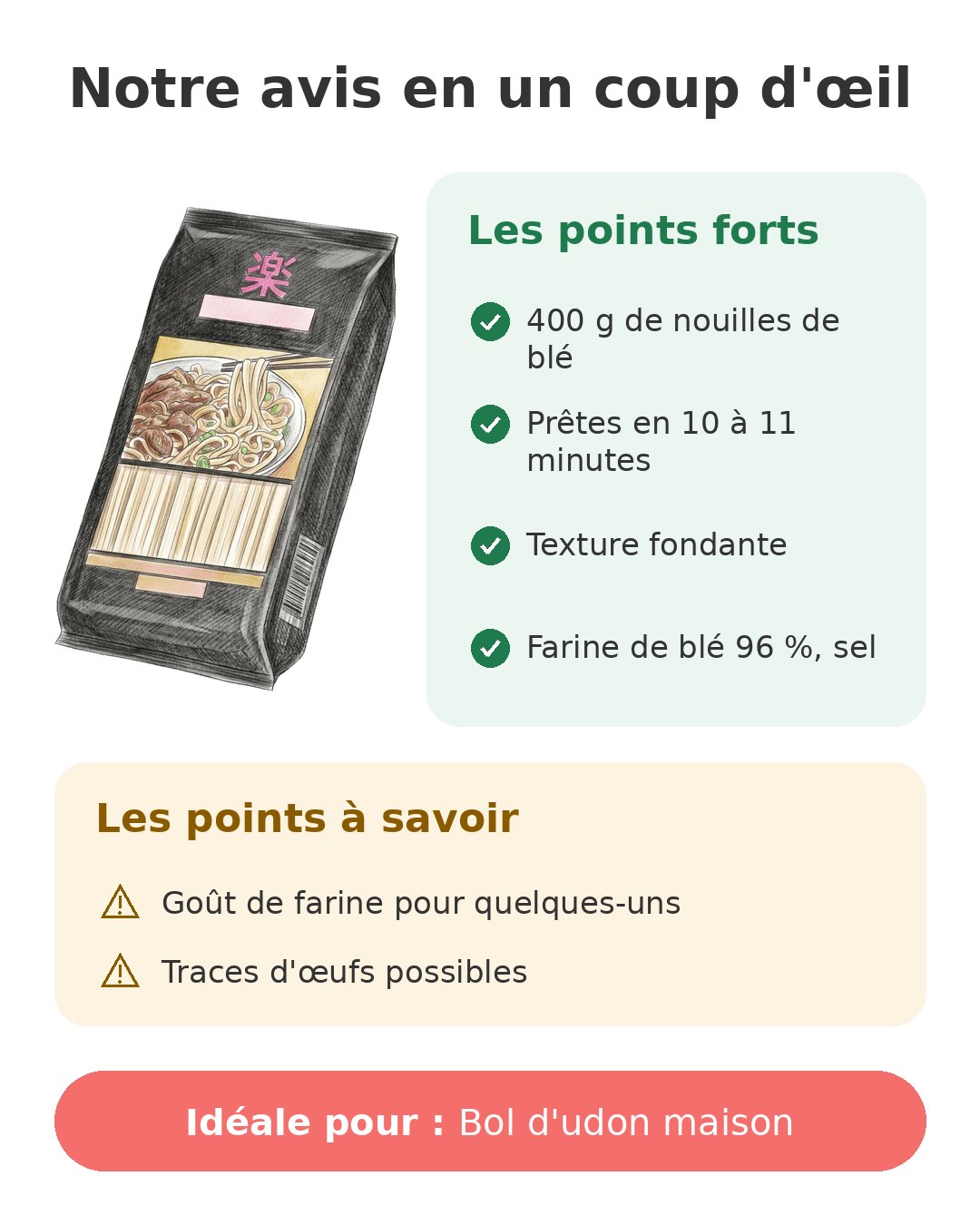 Notre avis en un coup d'œil sur Udon Tanoshi 400 g