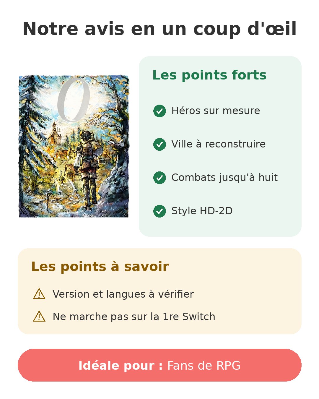 Notre avis en un coup d'œil sur Octopath Traveler 0