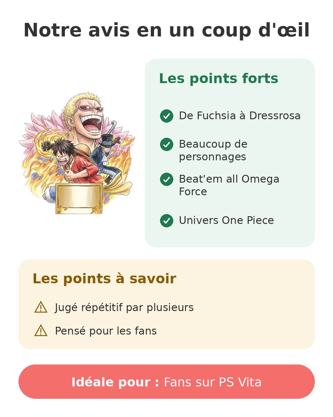 Notre avis en un coup d'œil sur Pirate Warriors 3 Vita
