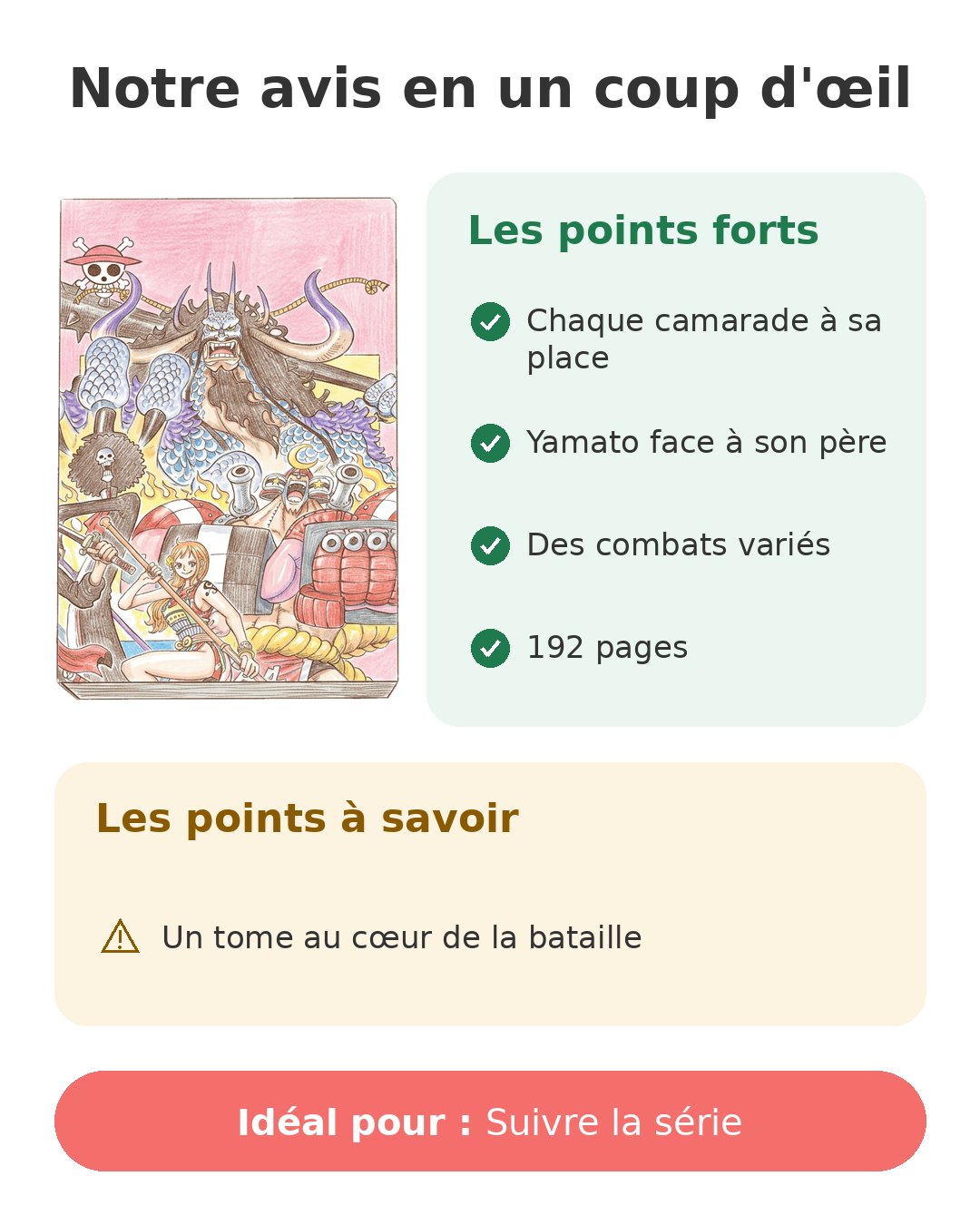 Notre avis en un coup d'œil sur One Piece T101