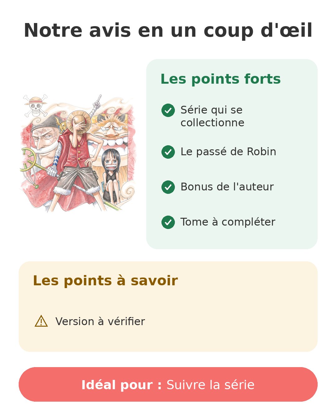 One Piece - Tome 41 Notre avis en un coup d'œil sur One Piece T41