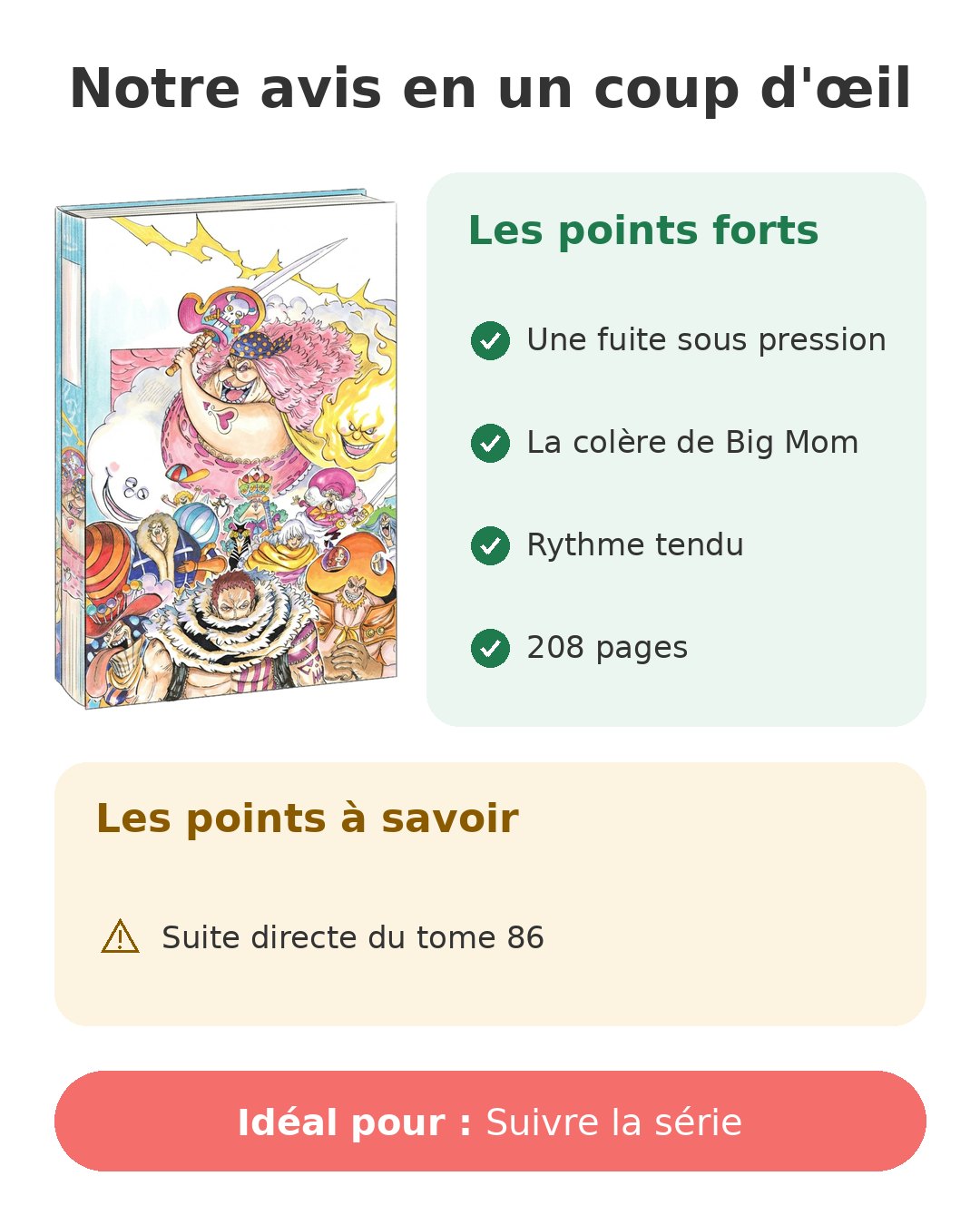Notre avis en un coup d'œil sur One Piece T87