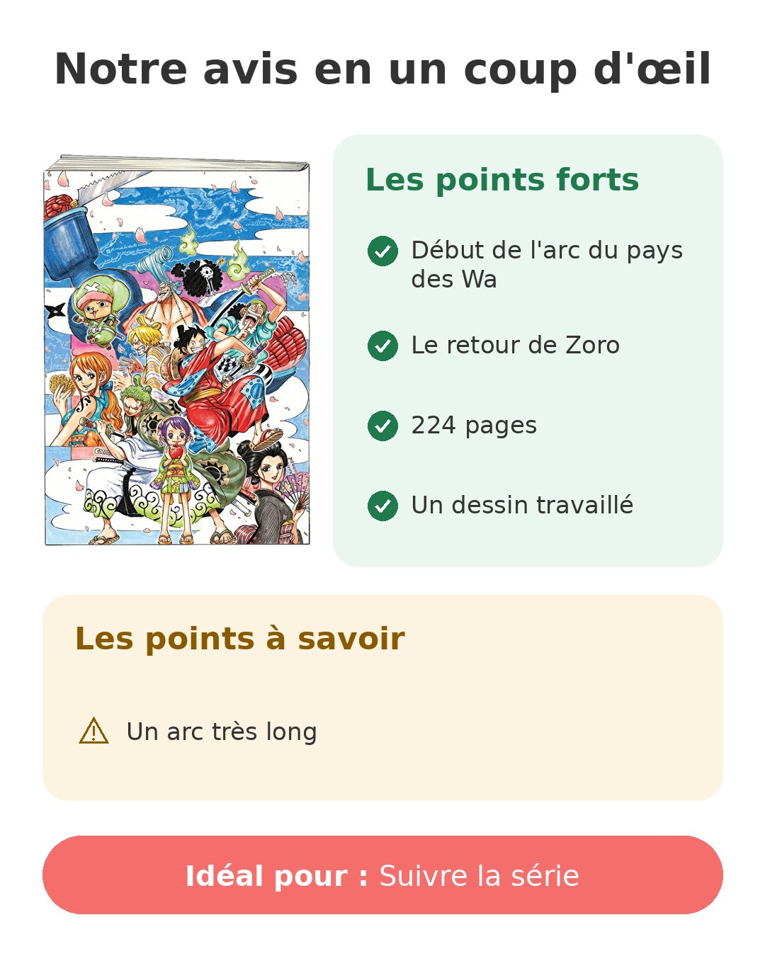 Notre avis en un coup d'œil sur One Piece T91