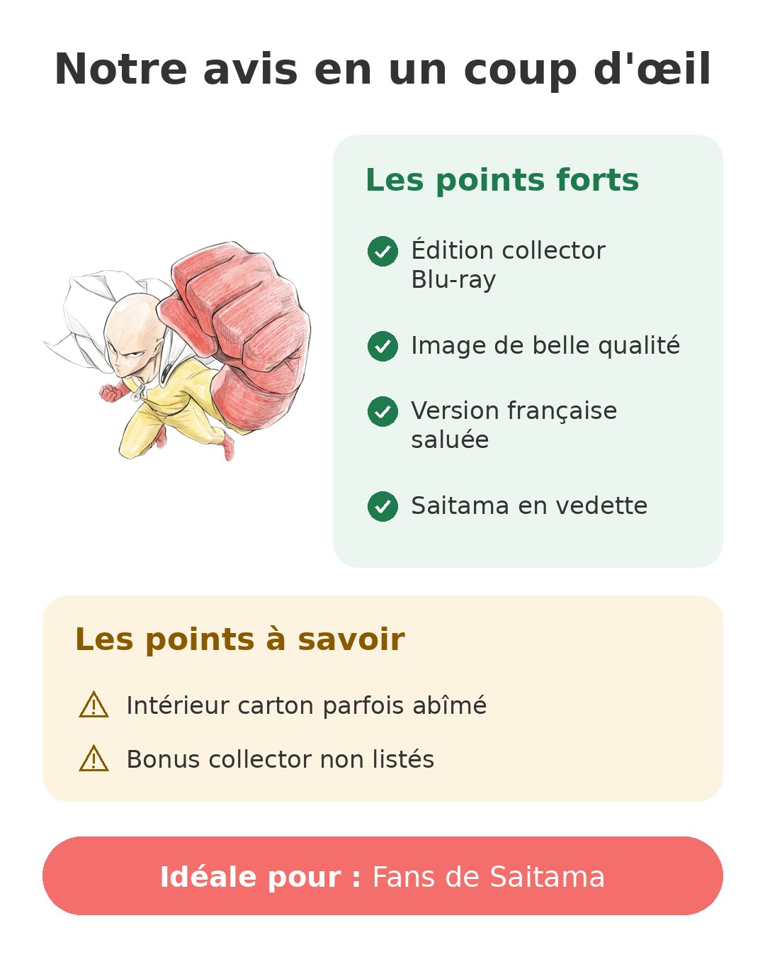 Notre avis en un coup d'œil sur One Punch Man coffret