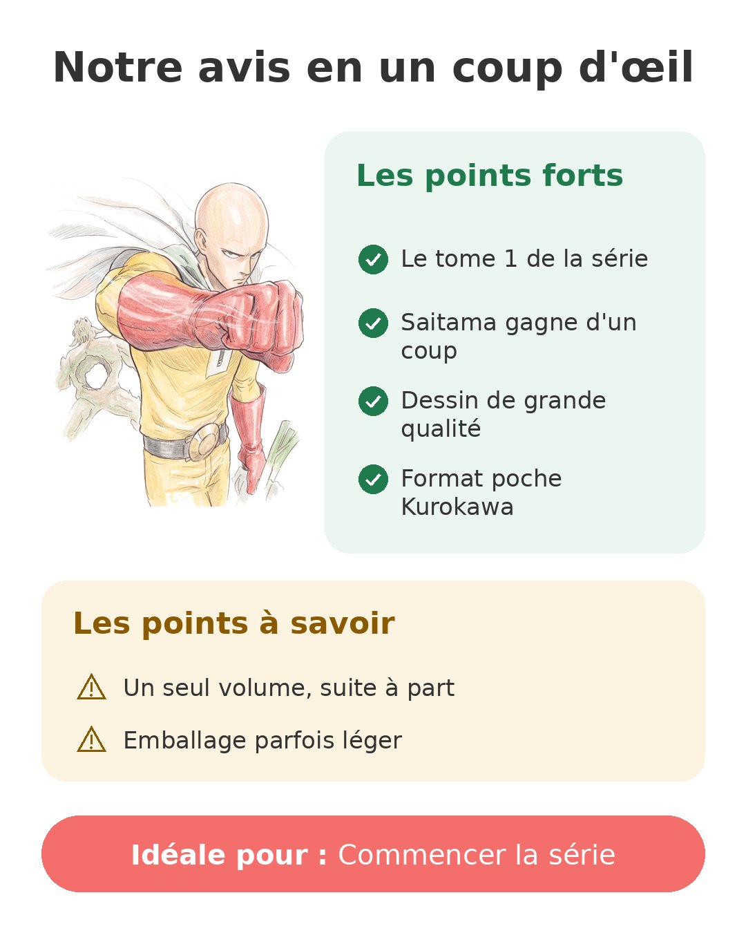 Notre avis en un coup d'œil sur One Punch Man tome 1