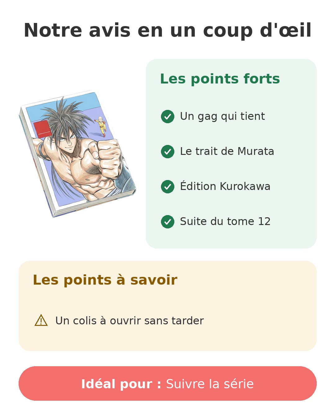 Notre avis en un coup d'œil sur One-Punch Man T13