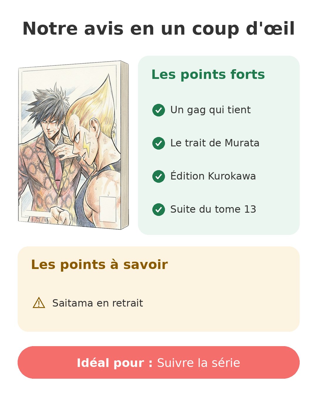 Notre avis en un coup d'œil sur One-Punch Man T14