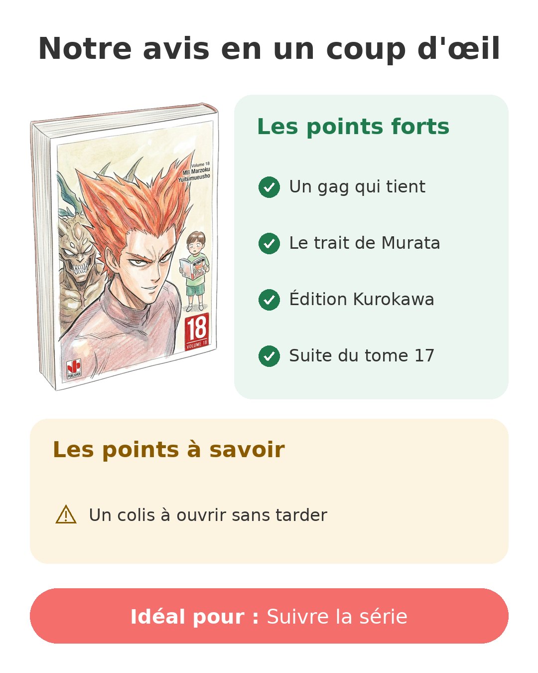 Notre avis en un coup d'œil sur One-Punch Man T18