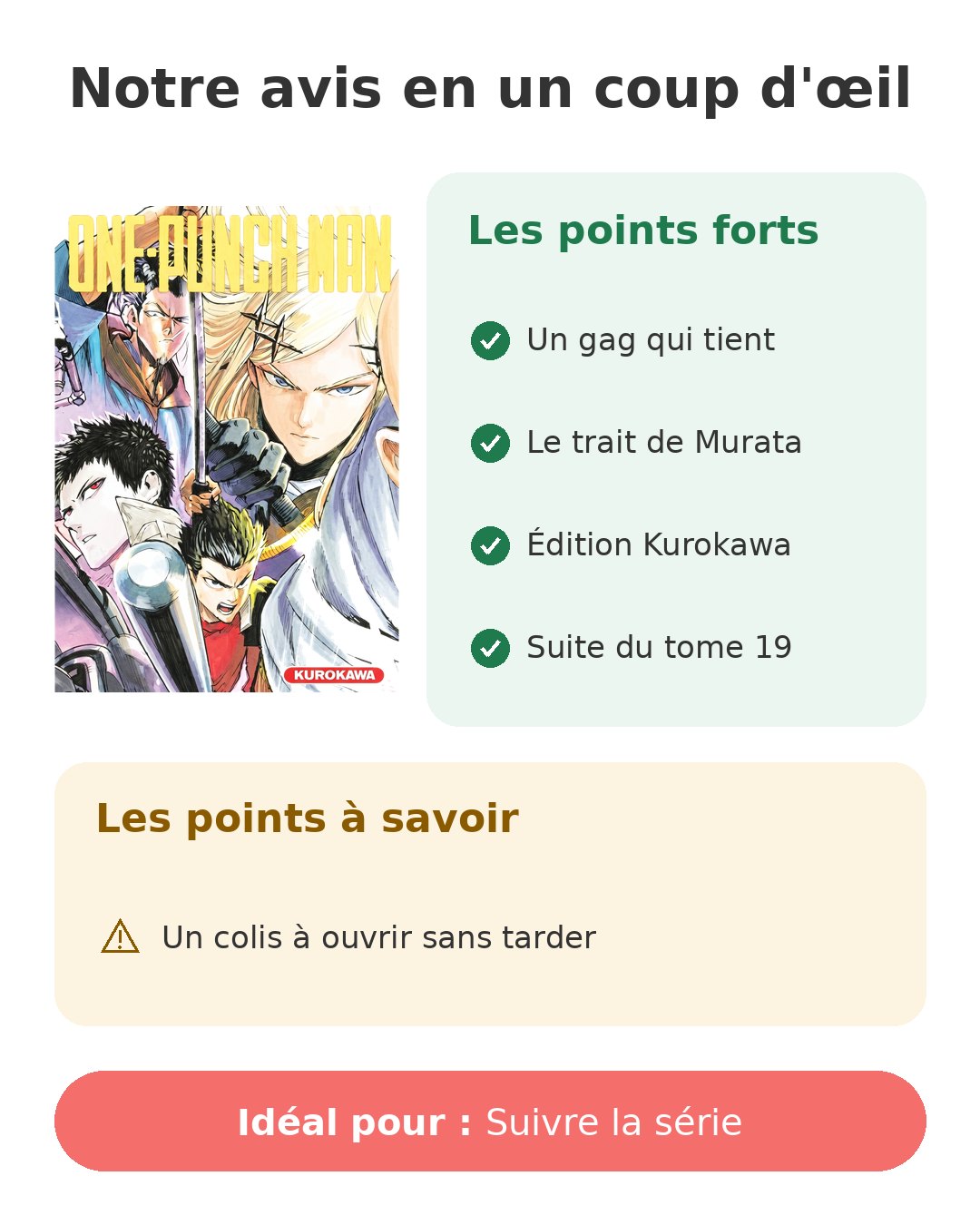 Notre avis en un coup d'œil sur One-Punch Man T20