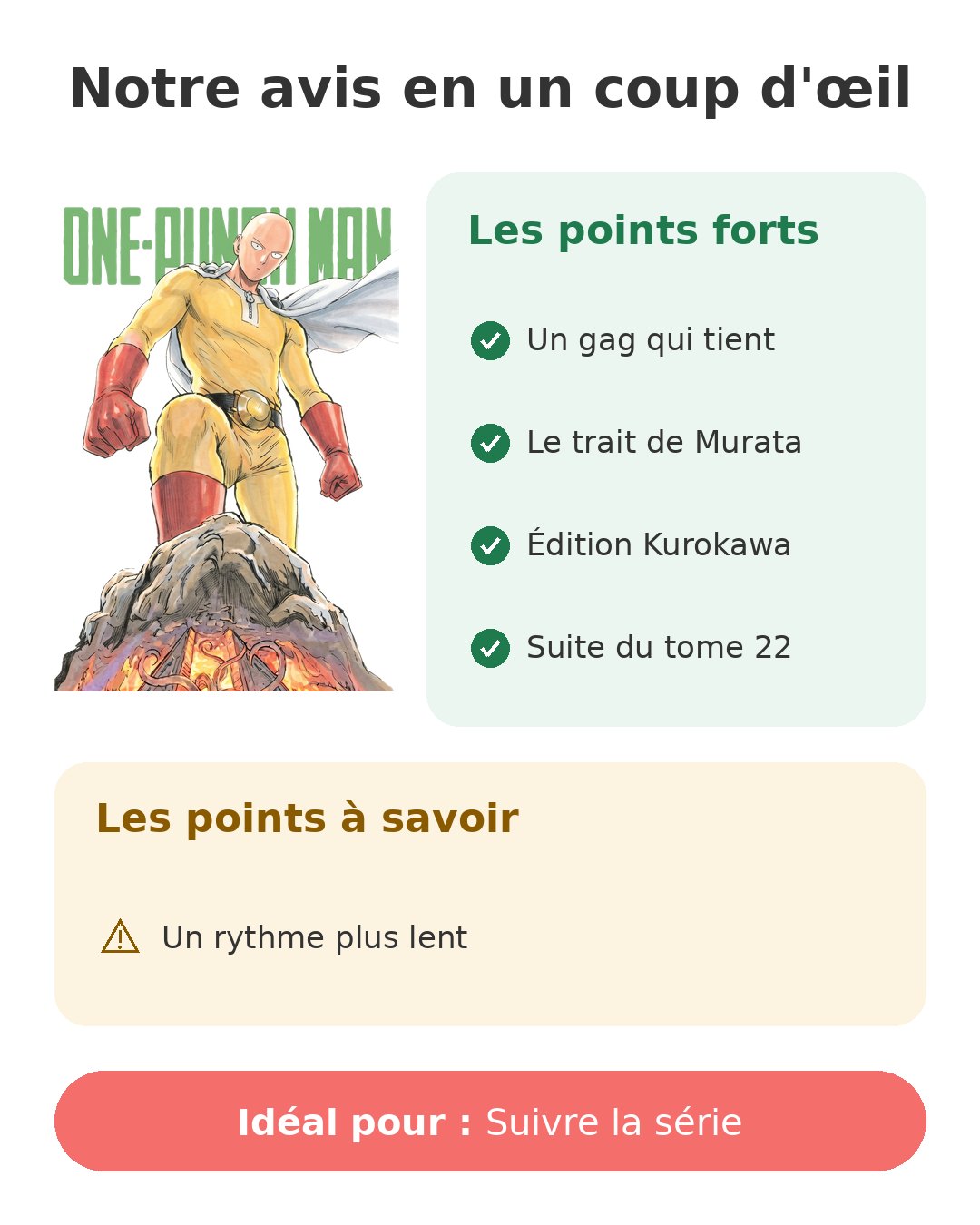 Notre avis en un coup d'œil sur One-Punch Man T23