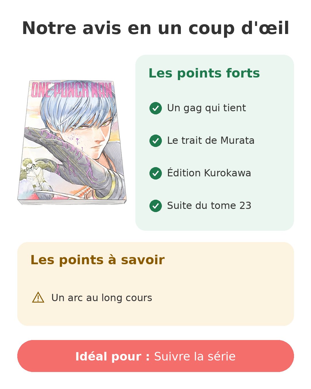 Notre avis en un coup d'œil sur One-Punch Man T24