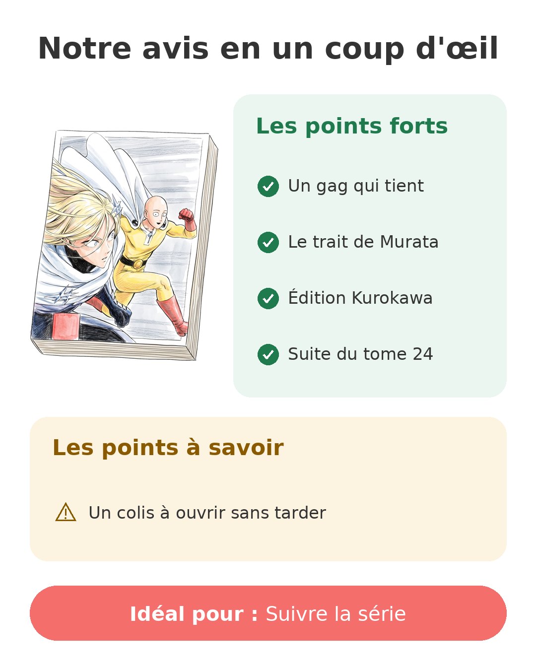 Notre avis en un coup d'œil sur One-Punch Man T25