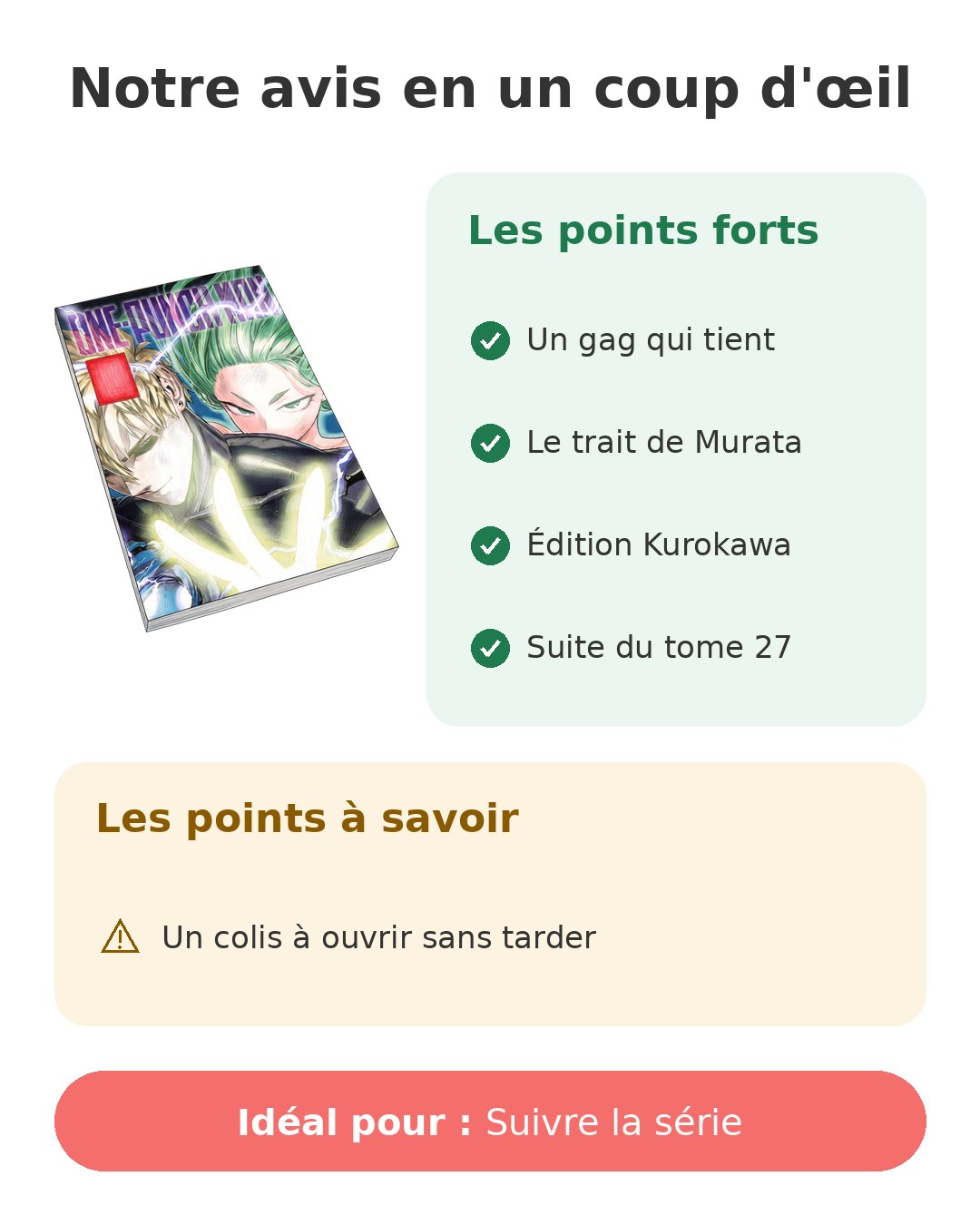 Notre avis en un coup d'œil sur One-Punch Man T28