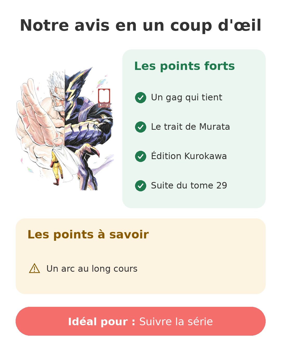 Notre avis en un coup d'œil sur One-Punch Man T30